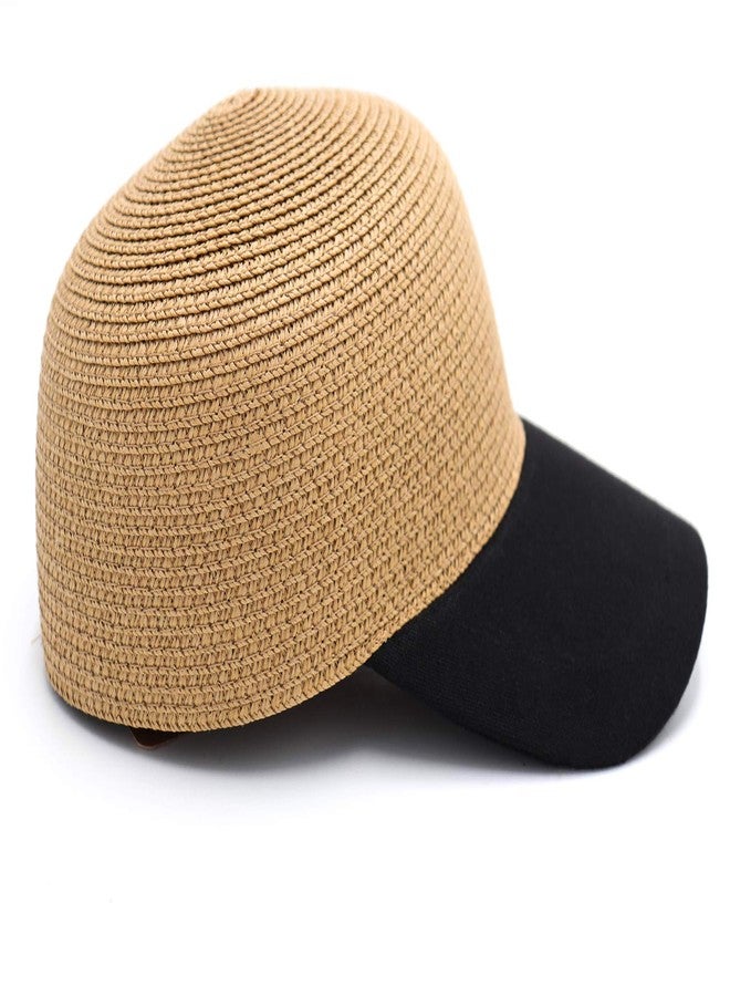 surell Straw Baseball Cap - Stylish Black Summer Beach Hat - Women Girls Straw Sun Hat - Hand Woven Summer Travel Cap (Natural, Black) - Image 5